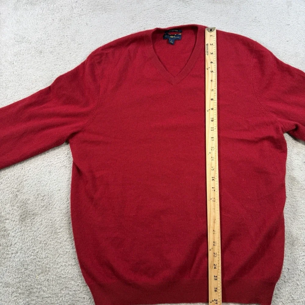Club Room Sweater Mens Large Red 100% Cashmere V-Neck Pullover Soft Lightweight